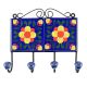 Navy Blue And Red Ceramic Floral Tiles Hook 